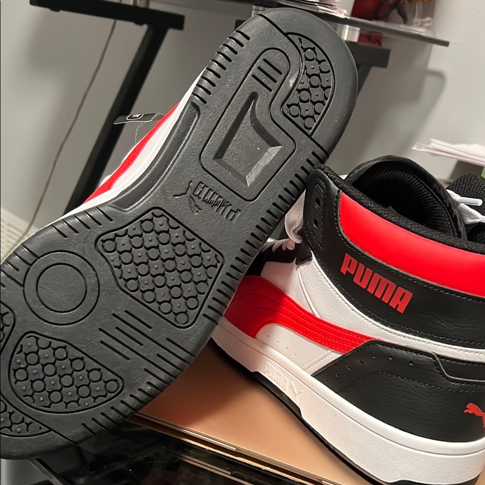 Puma Red and Black High-Top Sneakers with Padded Collar - Picture 4 of 6